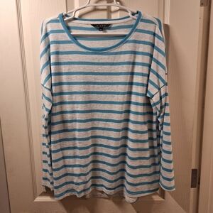 Kiara Blue and White Striped Long Sleeve Top Large